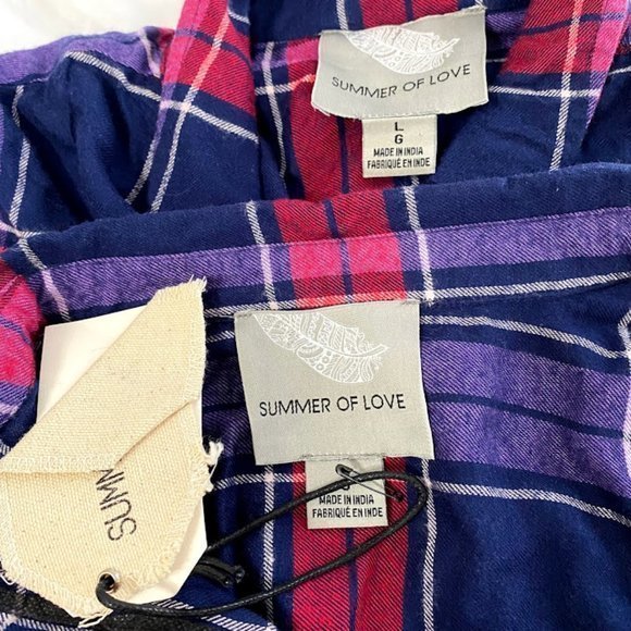 Summer Of Love Jett Check 100% Cotton Plaid Shirt - Picture 15 of 16